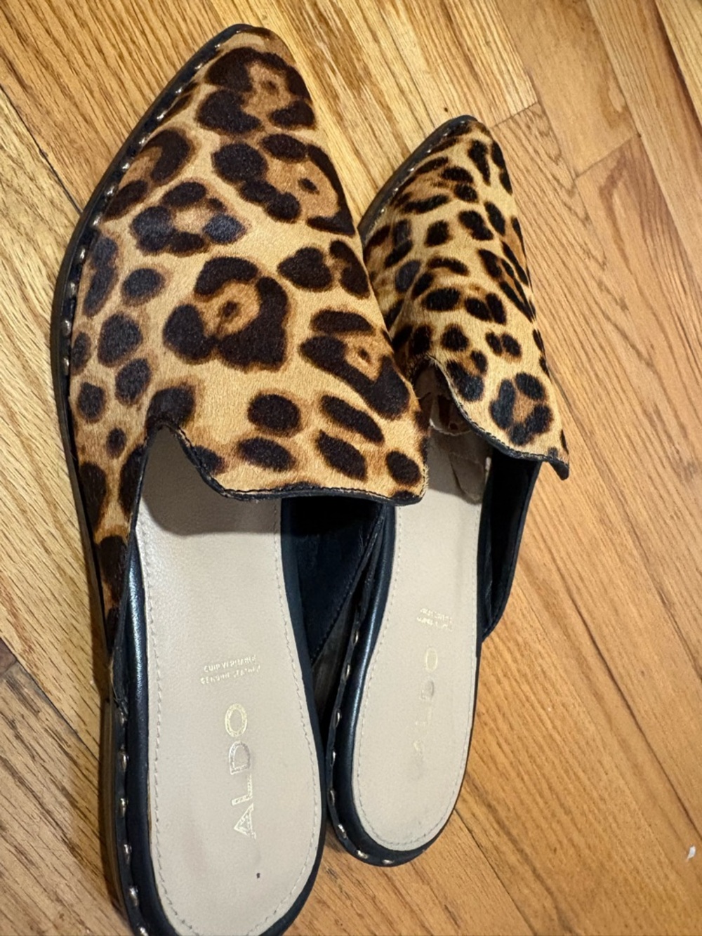 ALDO Leopard-Print Slip-On Mules in Brown and Black